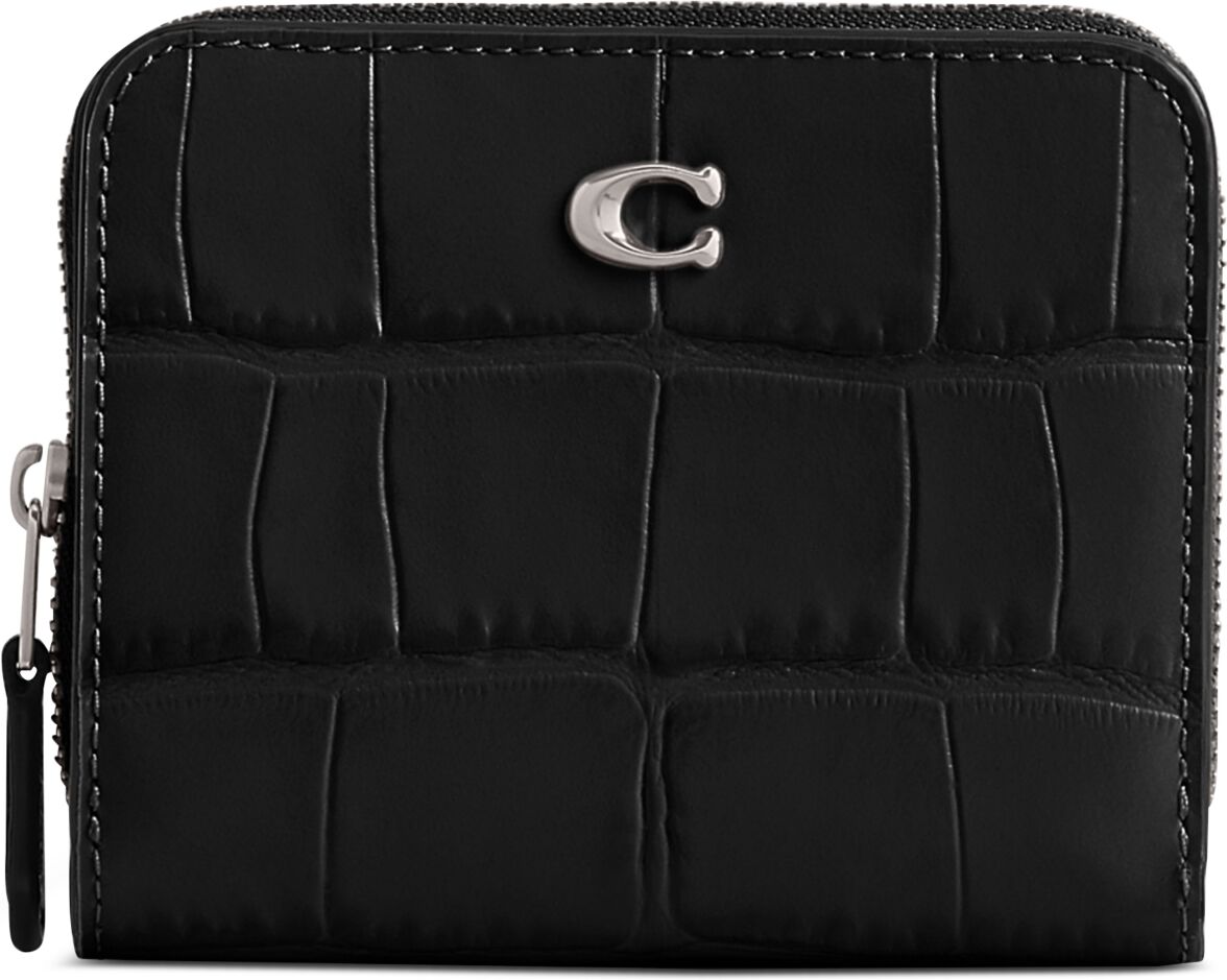 Coach Embossed Croc Leather Billfold Wallet - Black