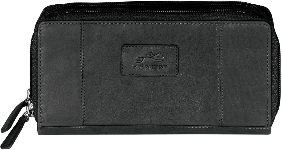 Mancini Casablanca Collection Rfid Secure Double Zipper Wallet - Black