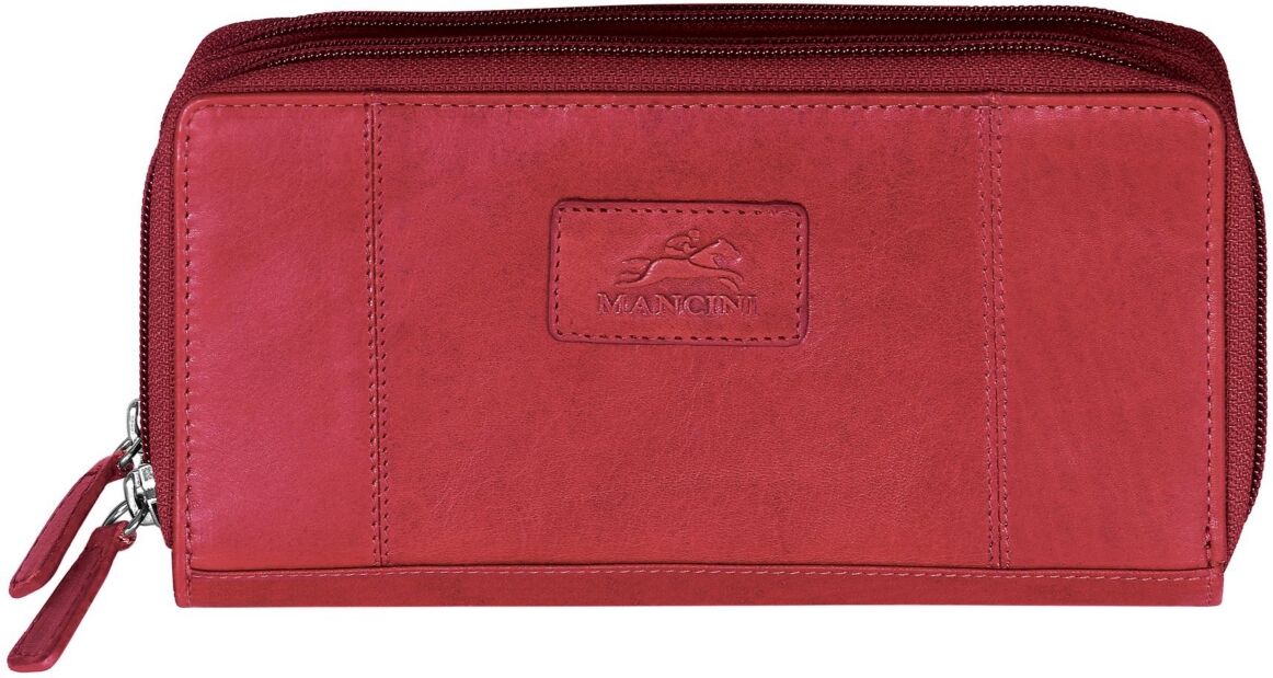 Mancini Casablanca Collection Rfid Secure Double Zipper Wallet - Red