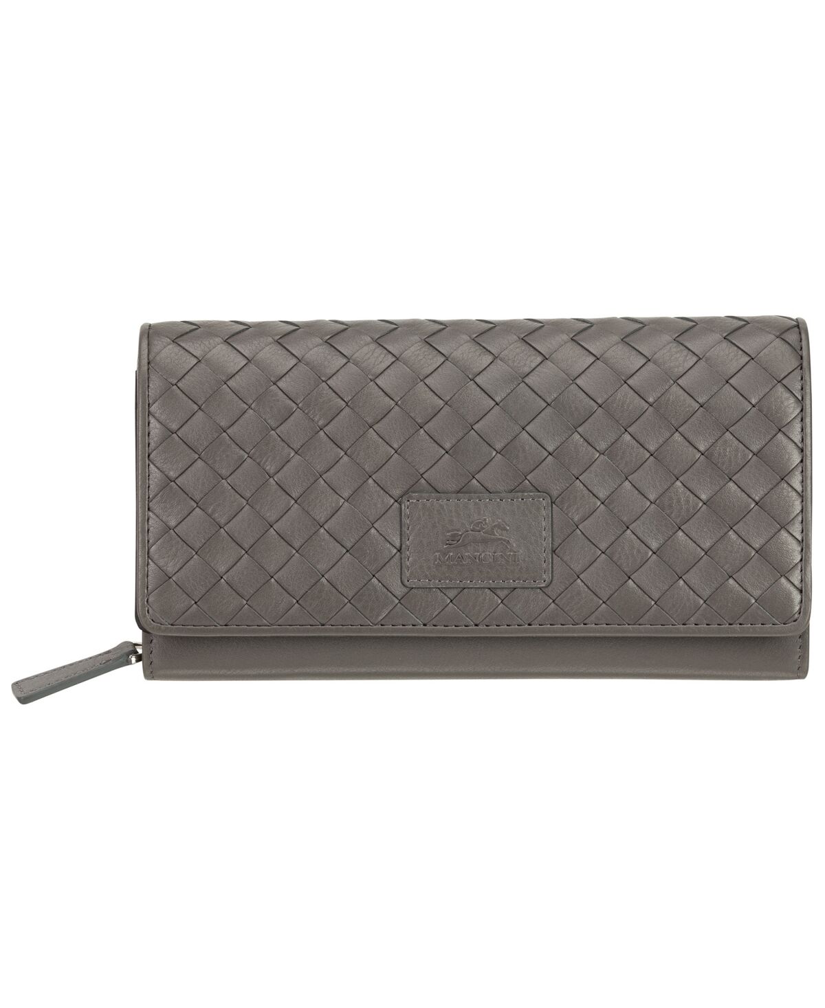 Mancini Women's Basket Weave Collection Rfid Secure Clutch Wallet - Gray