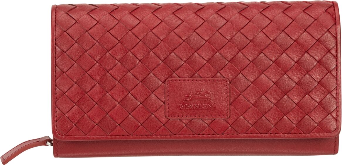 Mancini Women's Basket Weave Collection Rfid Secure Clutch Wallet - Red