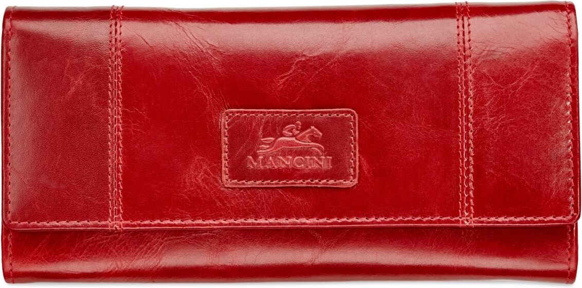 Mancini Casablanca Collection Rfid Secure Ladies Trifold Wing Wallet - Red