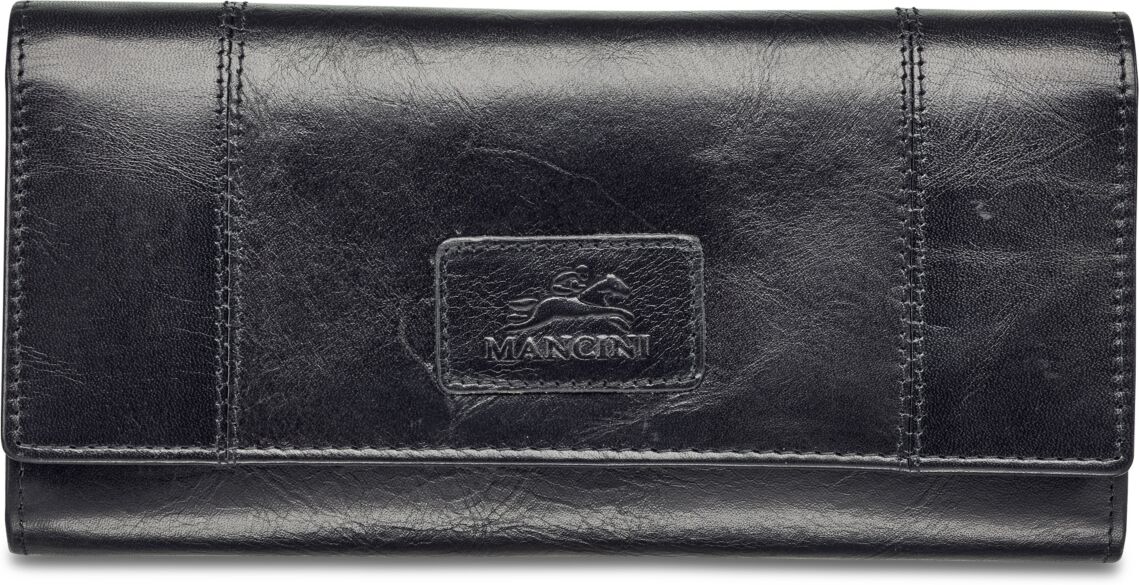 Mancini Casablanca Collection Rfid Secure Ladies Trifold Wing Wallet - Black