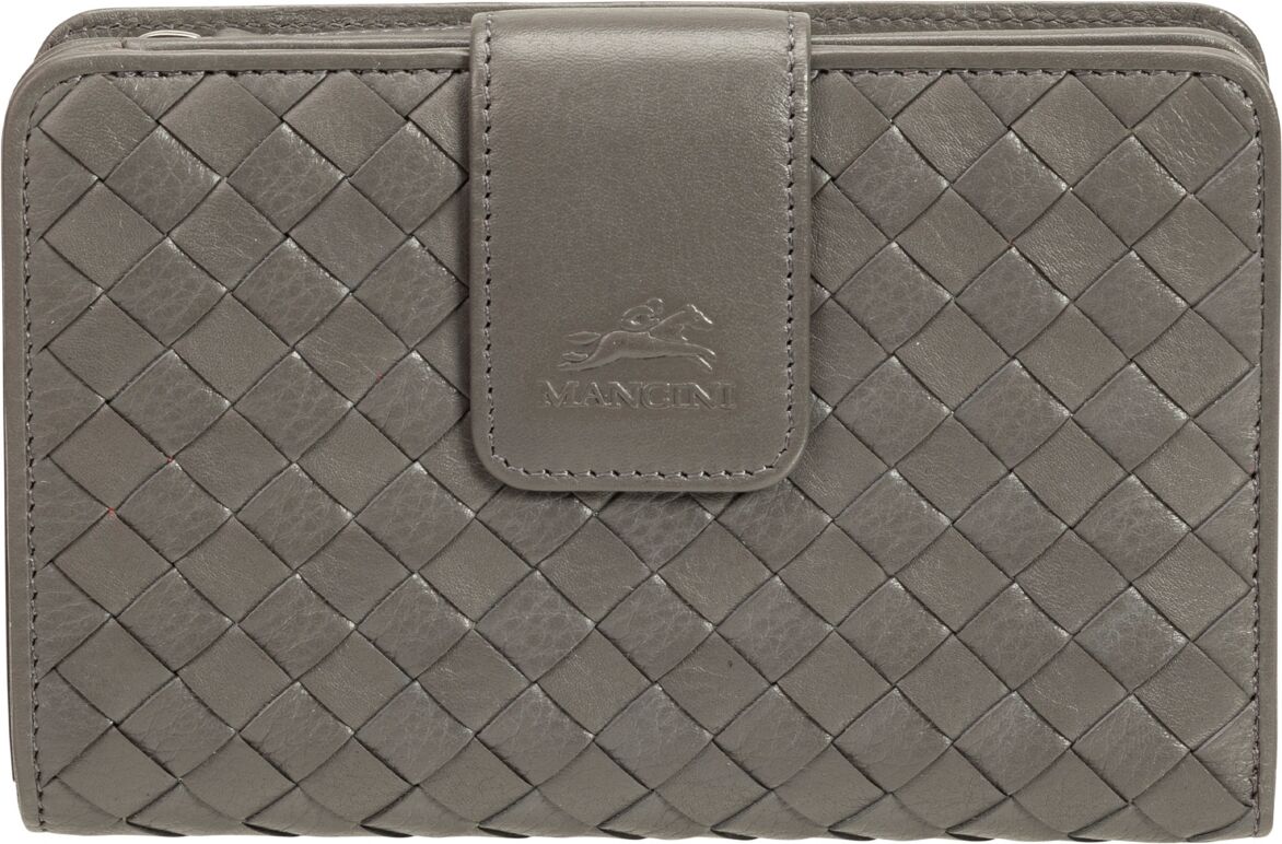 Mancini Women's Basket Weave Collection Rfid Secure Mini Clutch Wallet - Gray