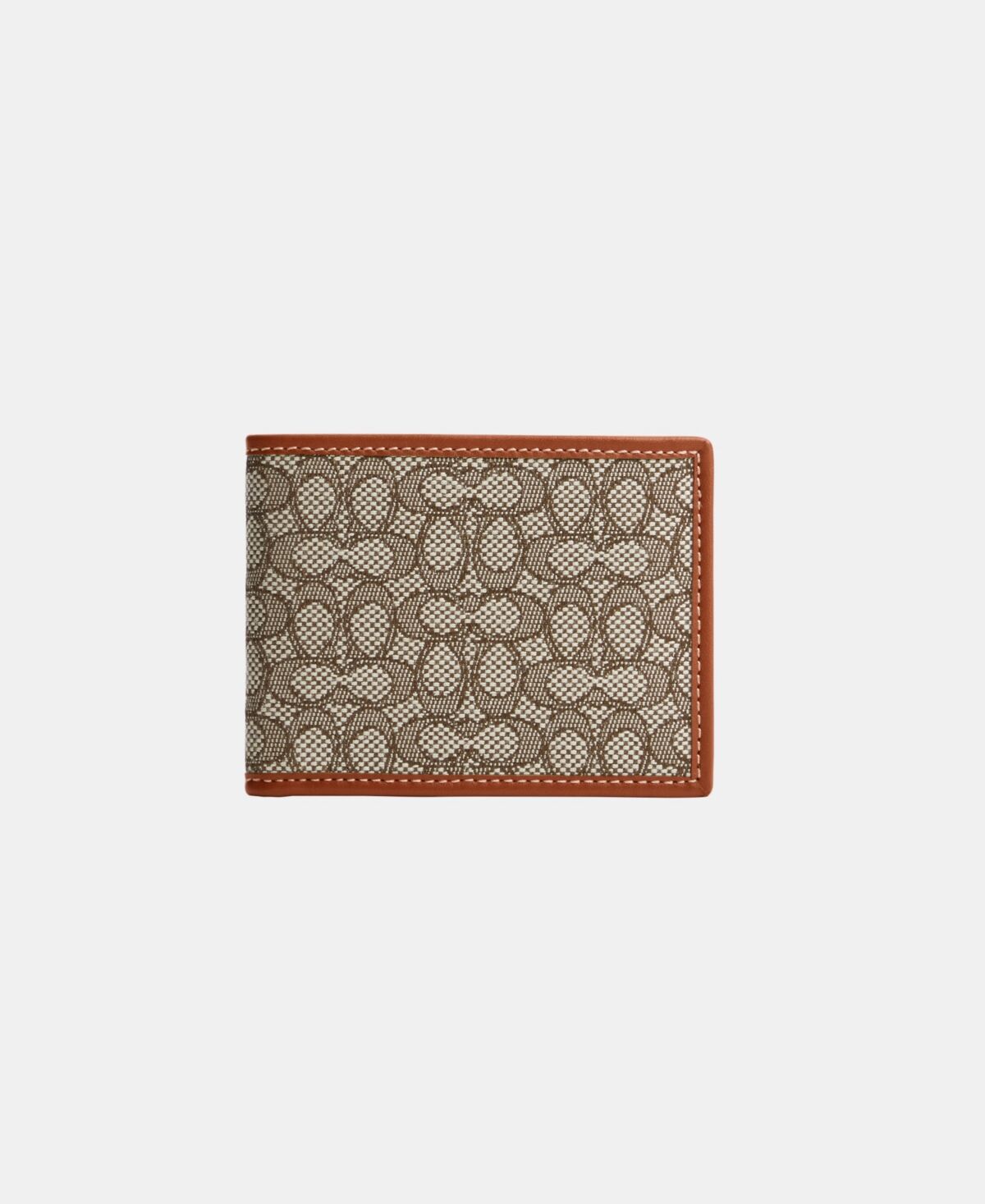 Coach Men's Leather Slim Billfold Wallet in Micro Signature Jacquard - Cocoa, Burnished Amber