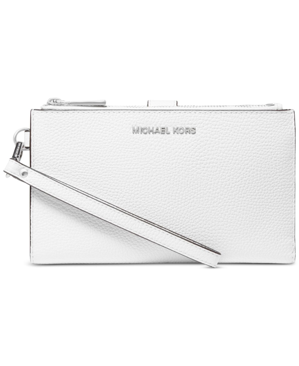 Michael Kors Michael Michael Kors Adele Double Zip iPhone 7 Plus Leather Wristlet - Optic White