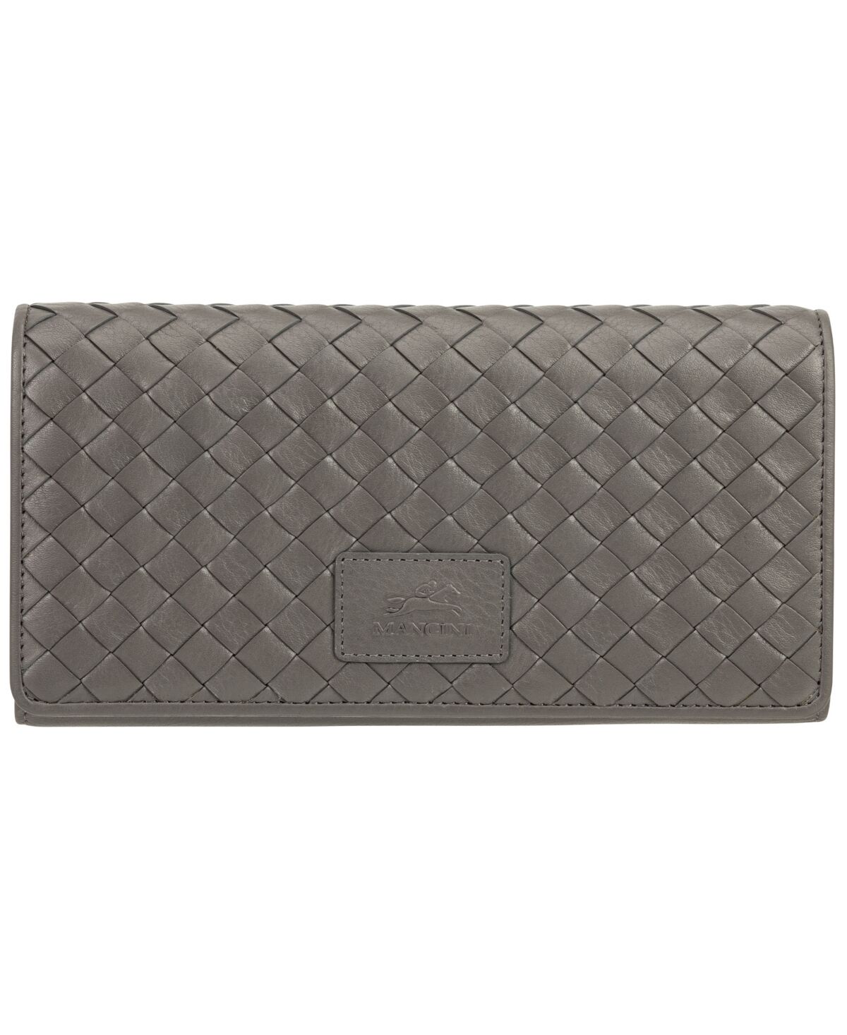 Mancini Women's Basket Weave Collection Rfid Secure Trifold Wallet - Gray
