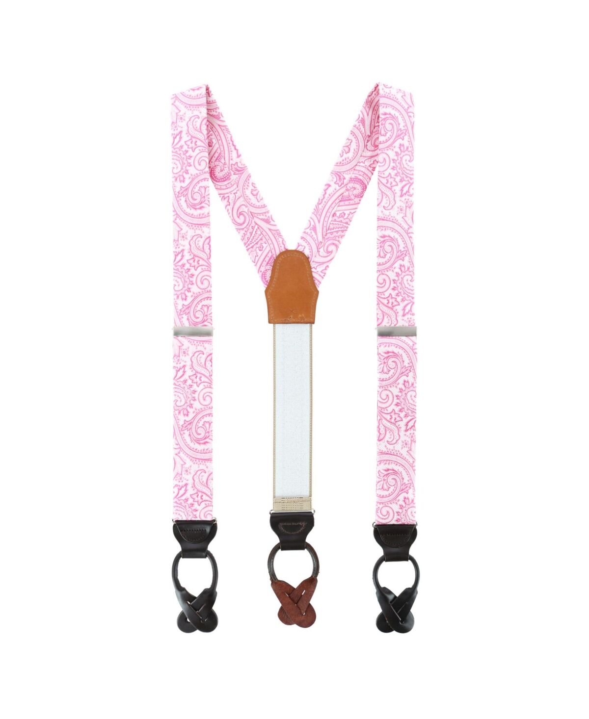 Trafalgar Men's Sobee Silk Button End Suspenders - Pink