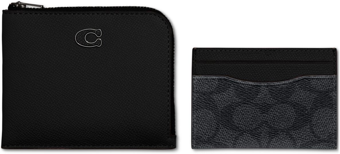 Coach Crossgrain Leather L-Zip Wallet & Card Case - Black