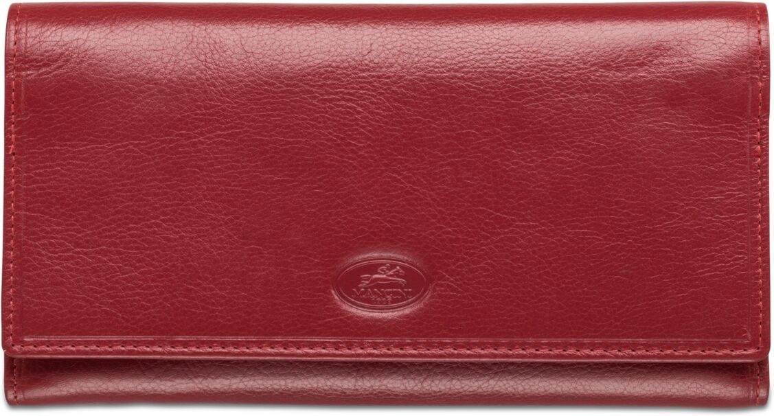 Mancini Equestrian-2 Collection Rfid Secure Trifold Checkbook Wallet - Red