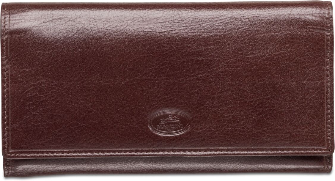 Mancini Equestrian-2 Collection Rfid Secure Trifold Checkbook Wallet - Brown