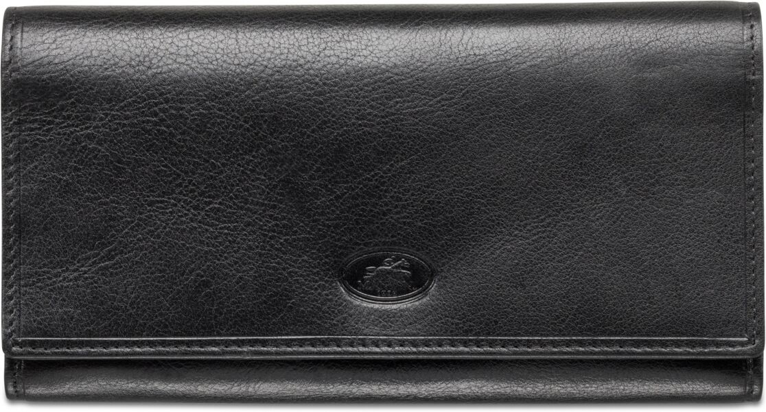 Mancini Equestrian-2 Collection Rfid Secure Trifold Checkbook Wallet - Black