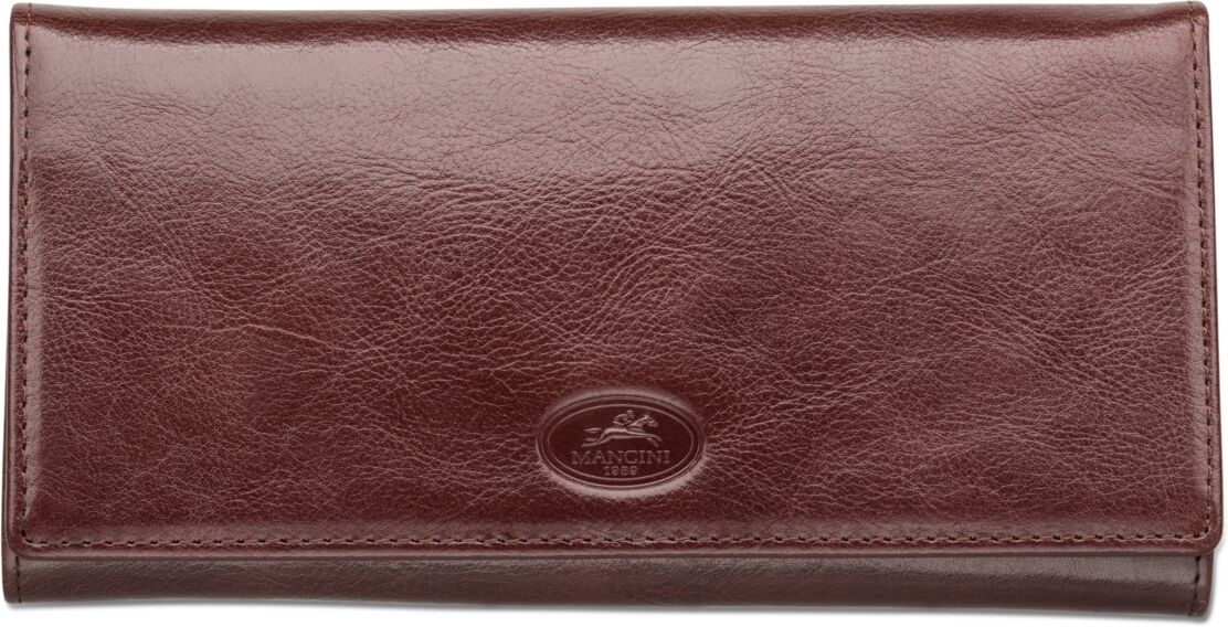 Mancini Equestrian-2 Collection Rfid Secure Trifold Wallet - Brown