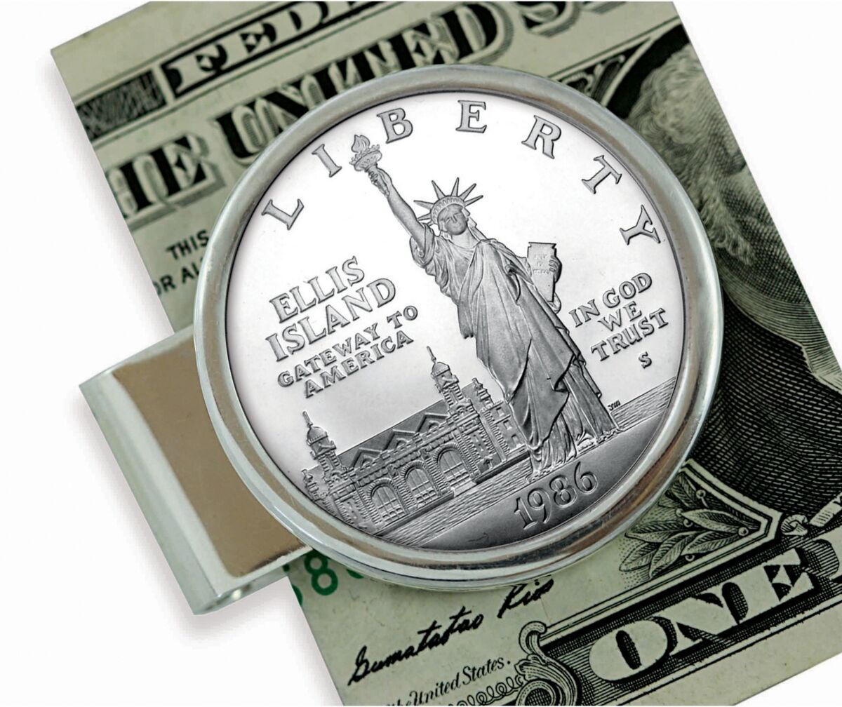 American Coin Treasures Men's American Coin Treasures 1986 Statue of Liberty Silver Dollar Sterling Silver Coin Money Clip - Silver