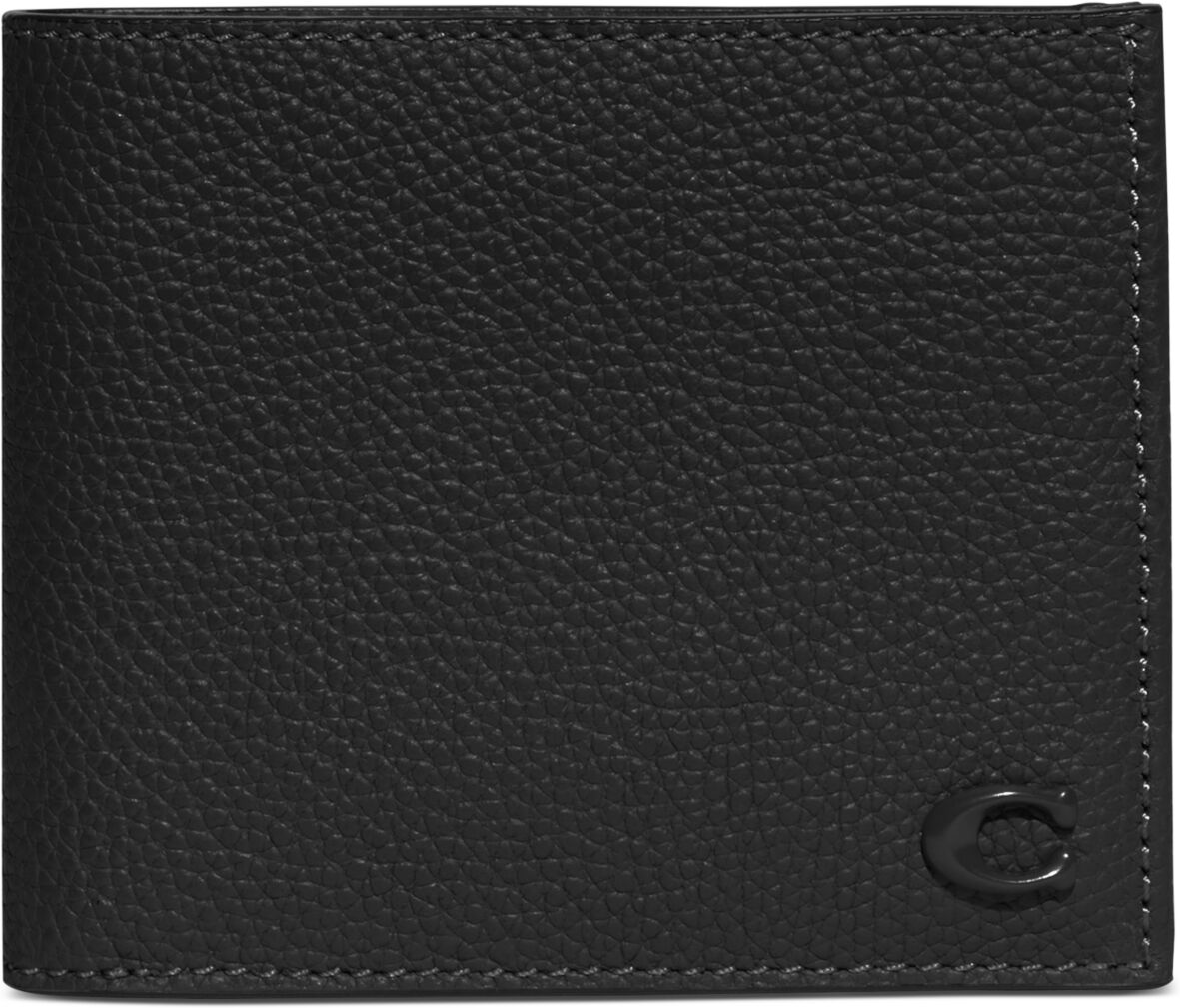 Coach Refined Pebble Leather Bill Compartment Wallet - Black