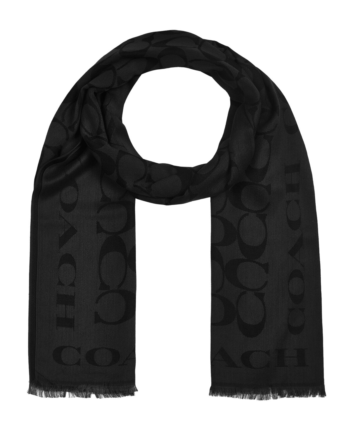 Coach Women's Signature Border Scarf - Black