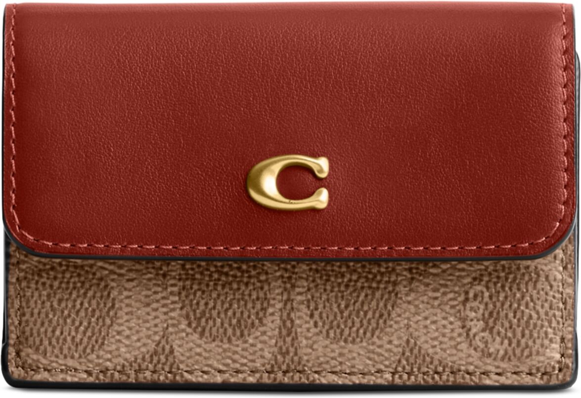 Coach Essential Coated Canvas Signature Mini Trifold Wallet - Beigekhaki