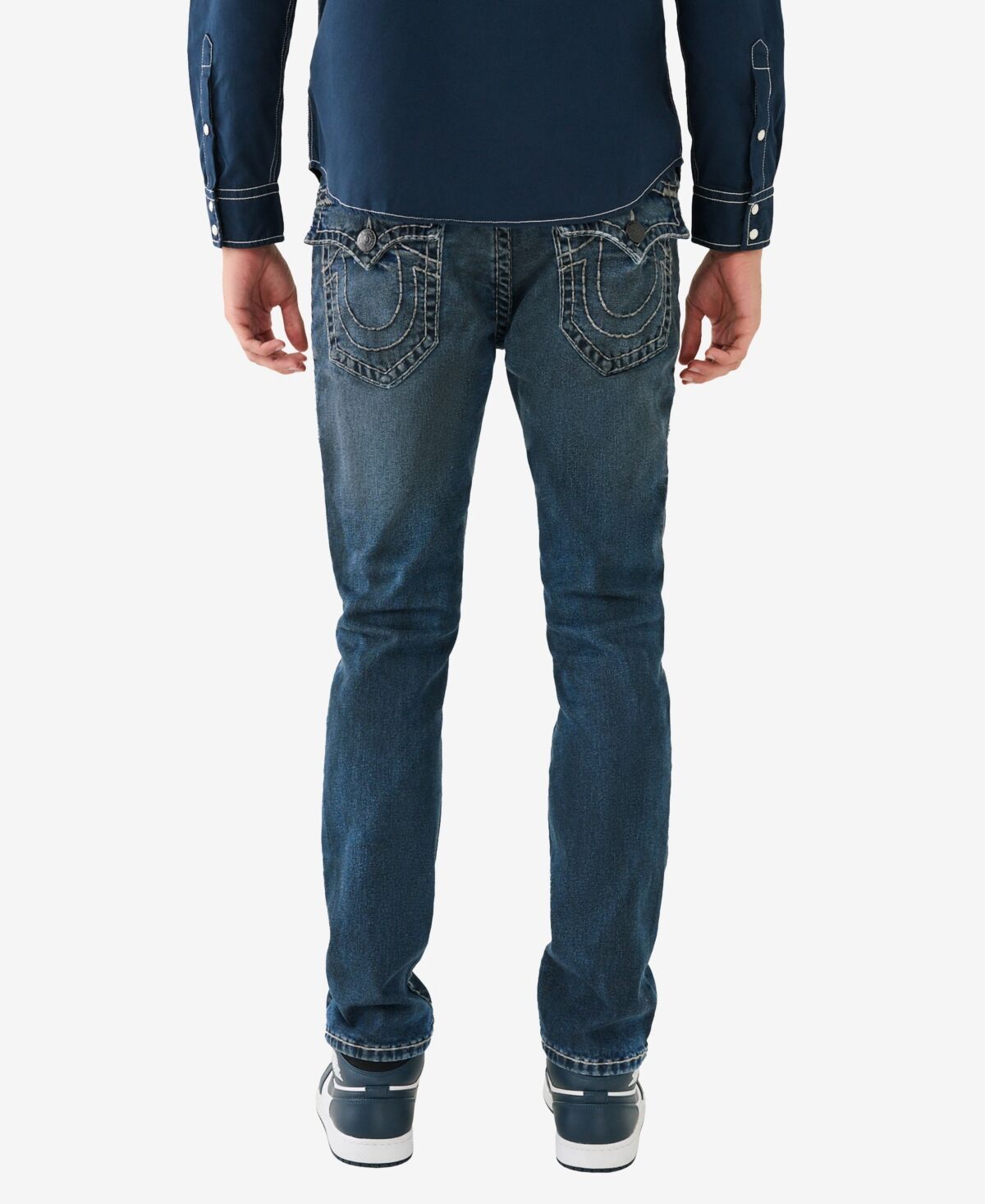 True Religion Men's Rocco Flap Super T Skinny Jeans - Slate Dark Wash