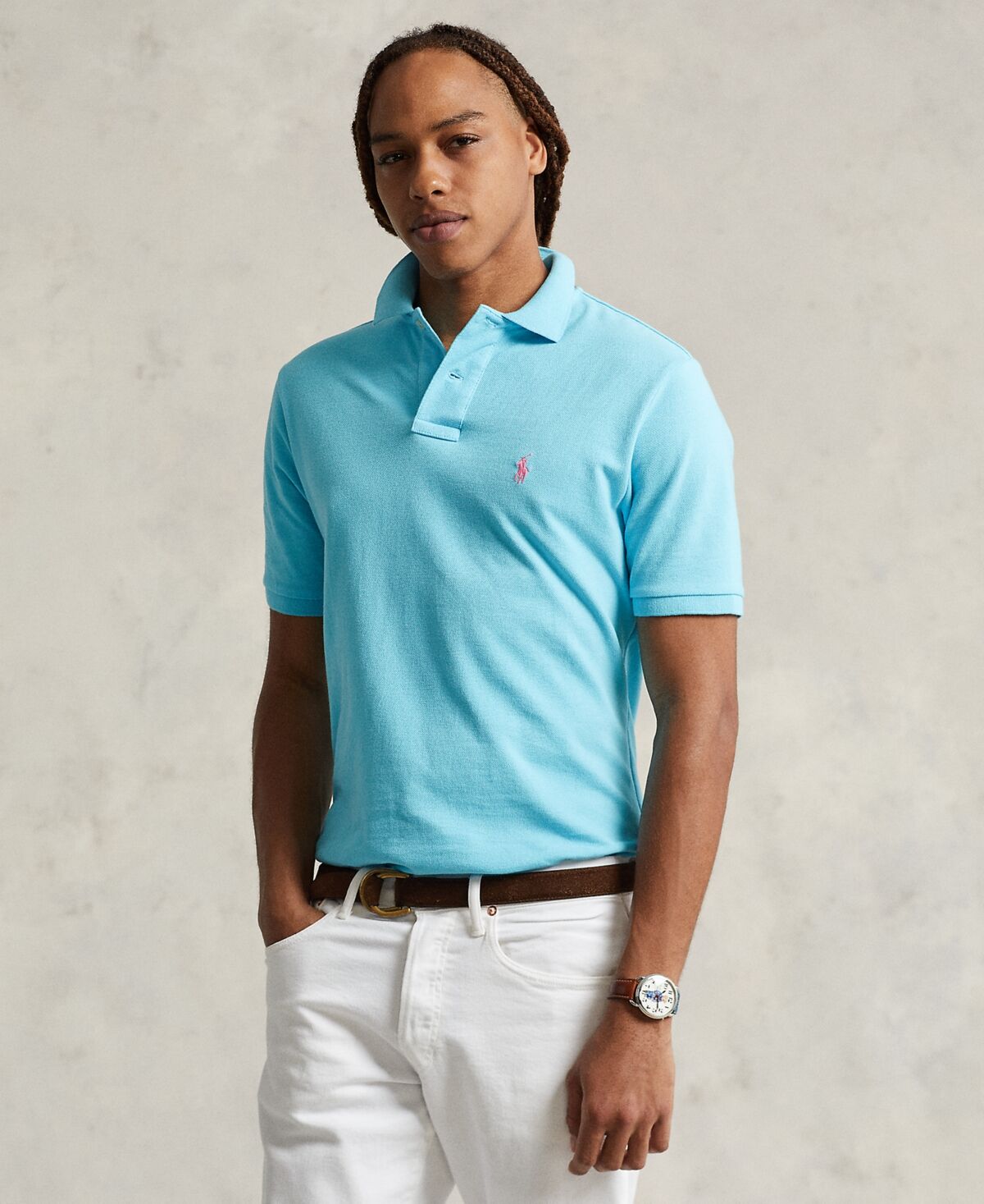 Ralph Lauren Polo Ralph Lauren Men's Custom Slim Fit Mesh Polo - Cabana Blue