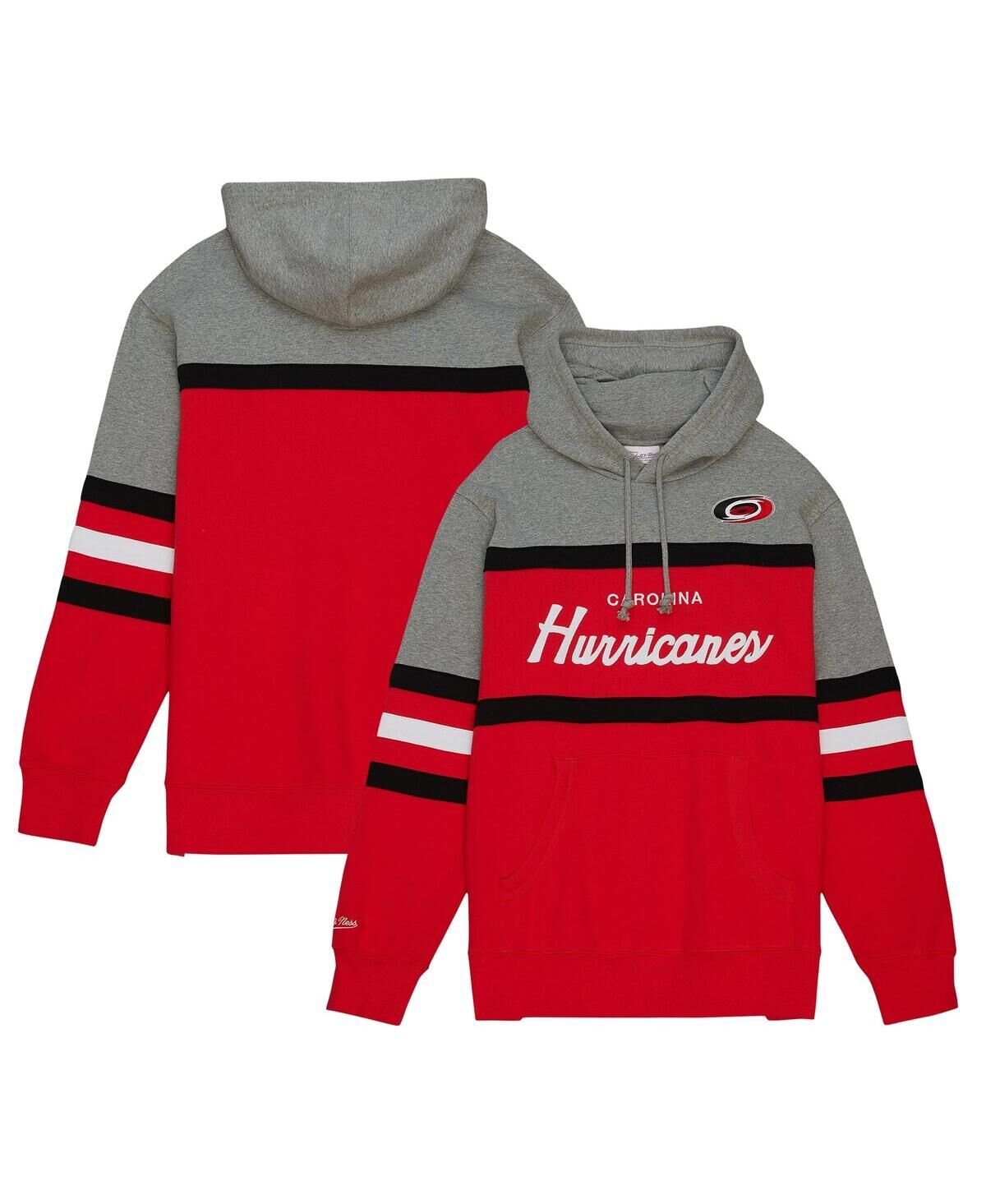 Mitchell & Ness Men's Mitchell & Ness Red, Gray Carolina Hurricanes Head Coach Pullover Hoodie - Red, Gray