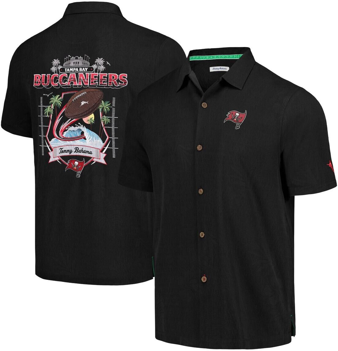 Tommy Bahama Men's Tommy Bahama Black Tampa Bay Buccaneers Tidal Kickoff Camp Button-Up Shirt - Black