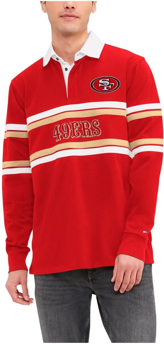 Tommy Hilfiger Men's Tommy Hilfiger Scarlet San Francisco 49ers Cory Varsity Rugby Long Sleeve T-shirt - Scarlet