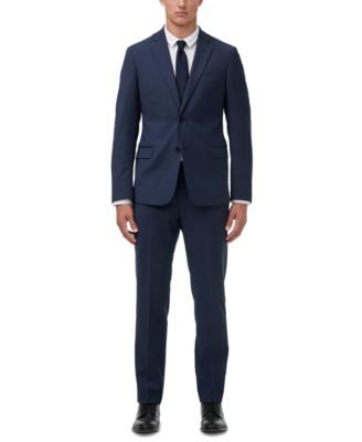 A|x Armani Exchange Armani Exchange Mens Slim Fit Navy Birdseye Suit Separates