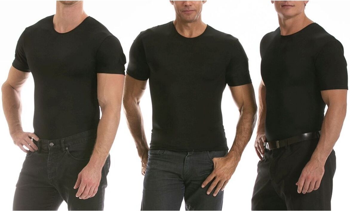 Instaslim Men's Big & Tall Insta Slim 3 Pack Compression Short Sleeve Crew-Neck T-Shirts - Black