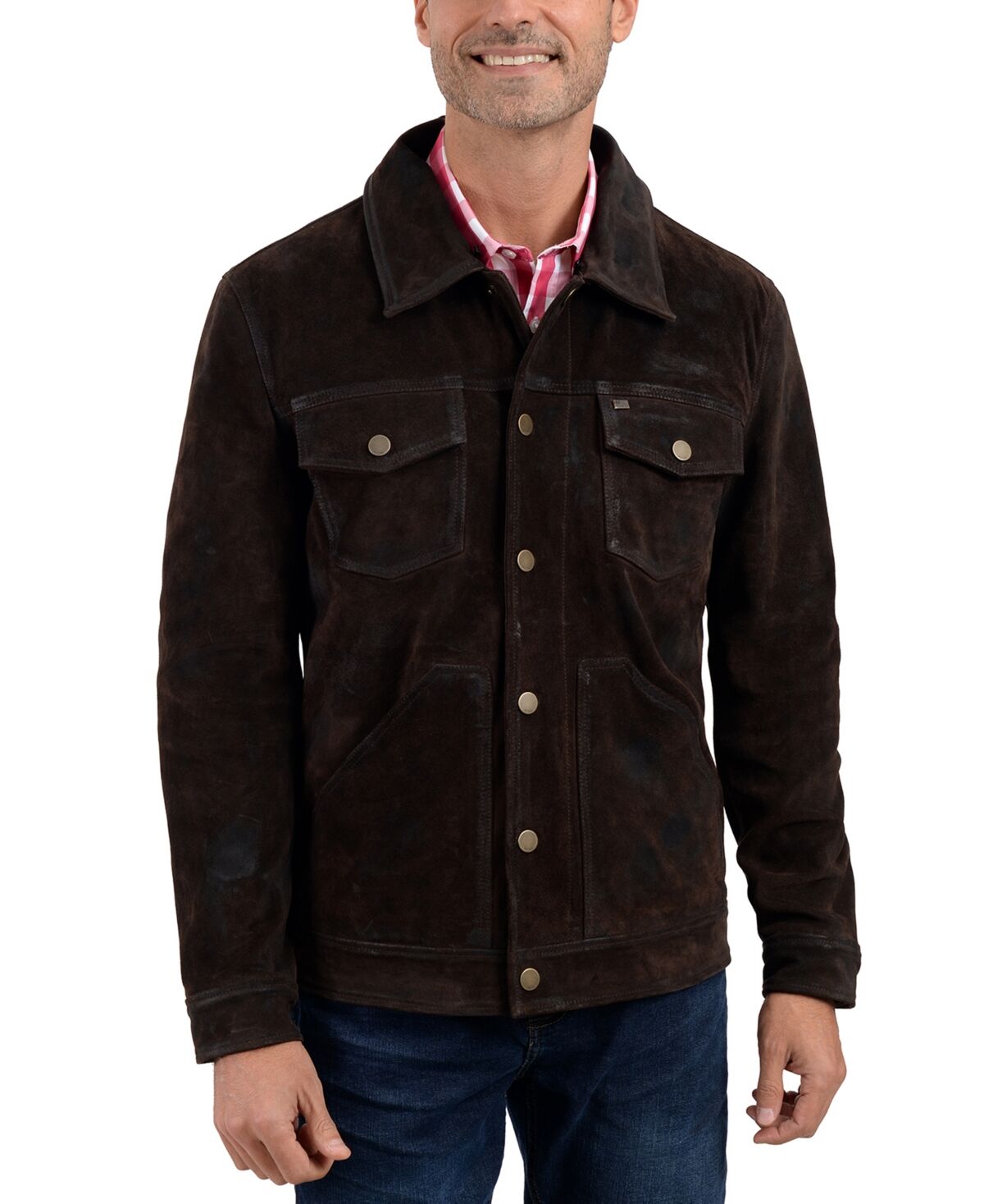 Frye Men's Vintage Leather Trucker Jacket - Dark Brown