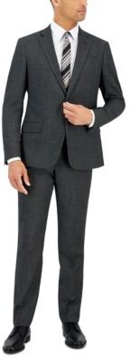 A|x Armani Exchange Ax Armani Exchange Mens Slim Fit Gray Pin Dot Wool Suit Separates