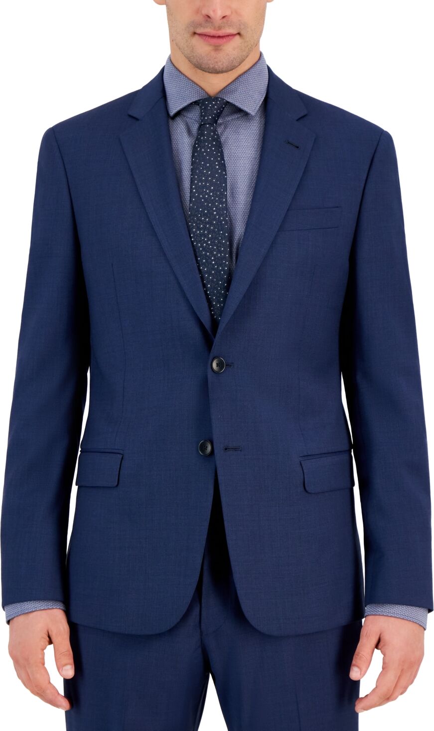 A|x Armani Exchange A X Armani Exchange Men's Slim-Fit Blue Textured Wool Blend Suit Jacket - Blue