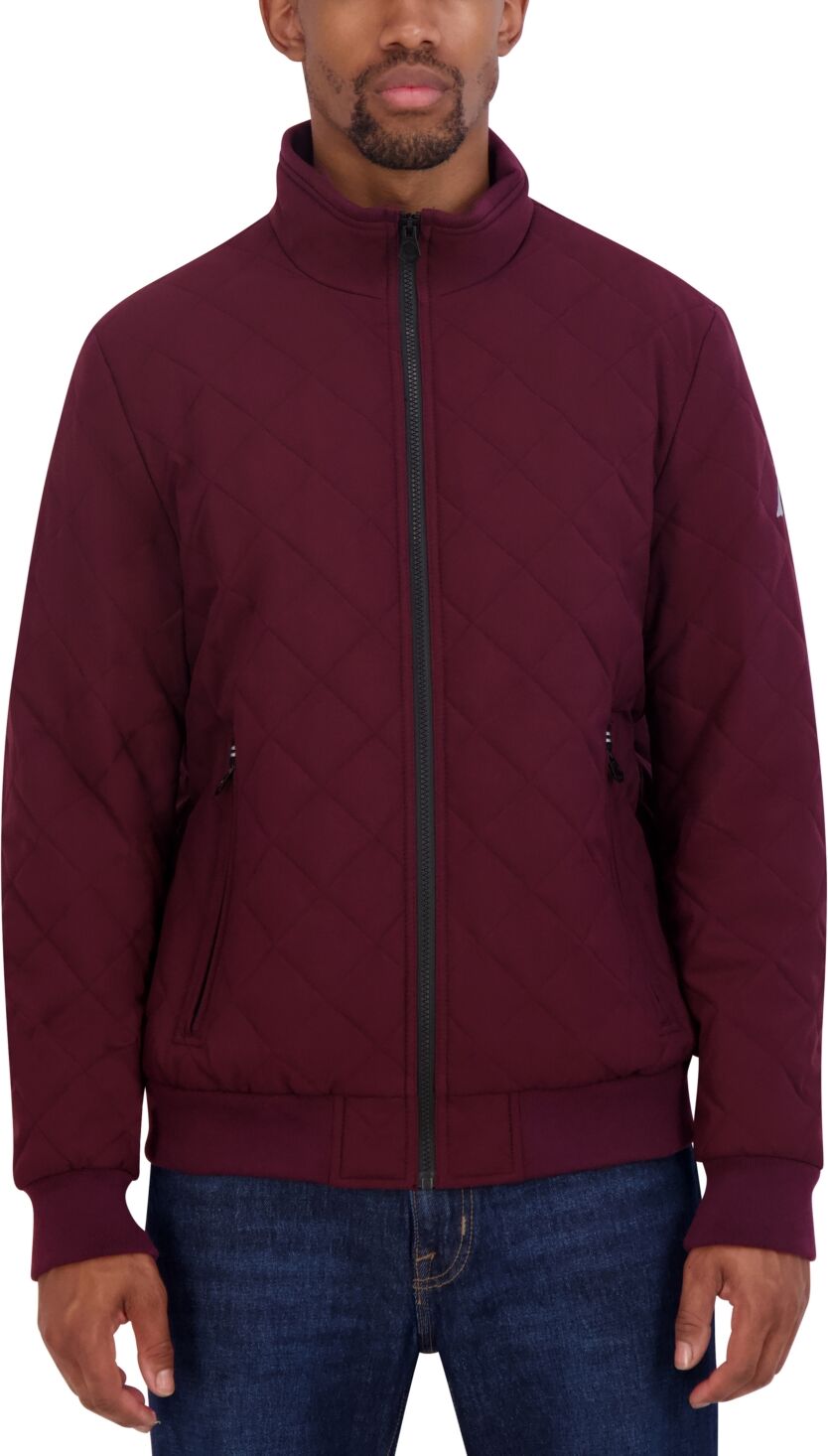 Nautica Men's Quilted Water-Resistant Full-Zip Bomber Jacket - Bold Burgundy