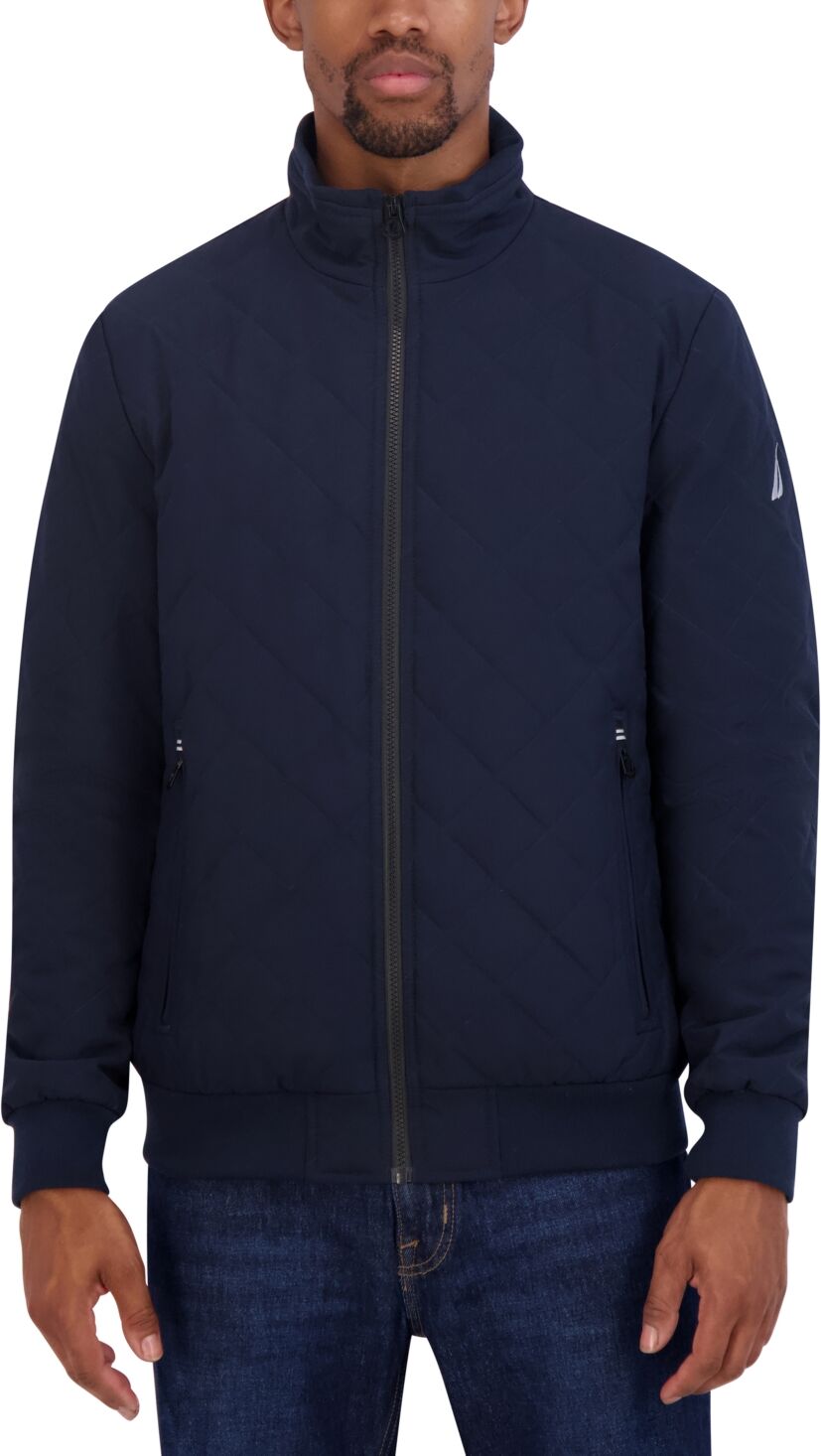 Nautica Men's Quilted Water-Resistant Full-Zip Bomber Jacket - Navy