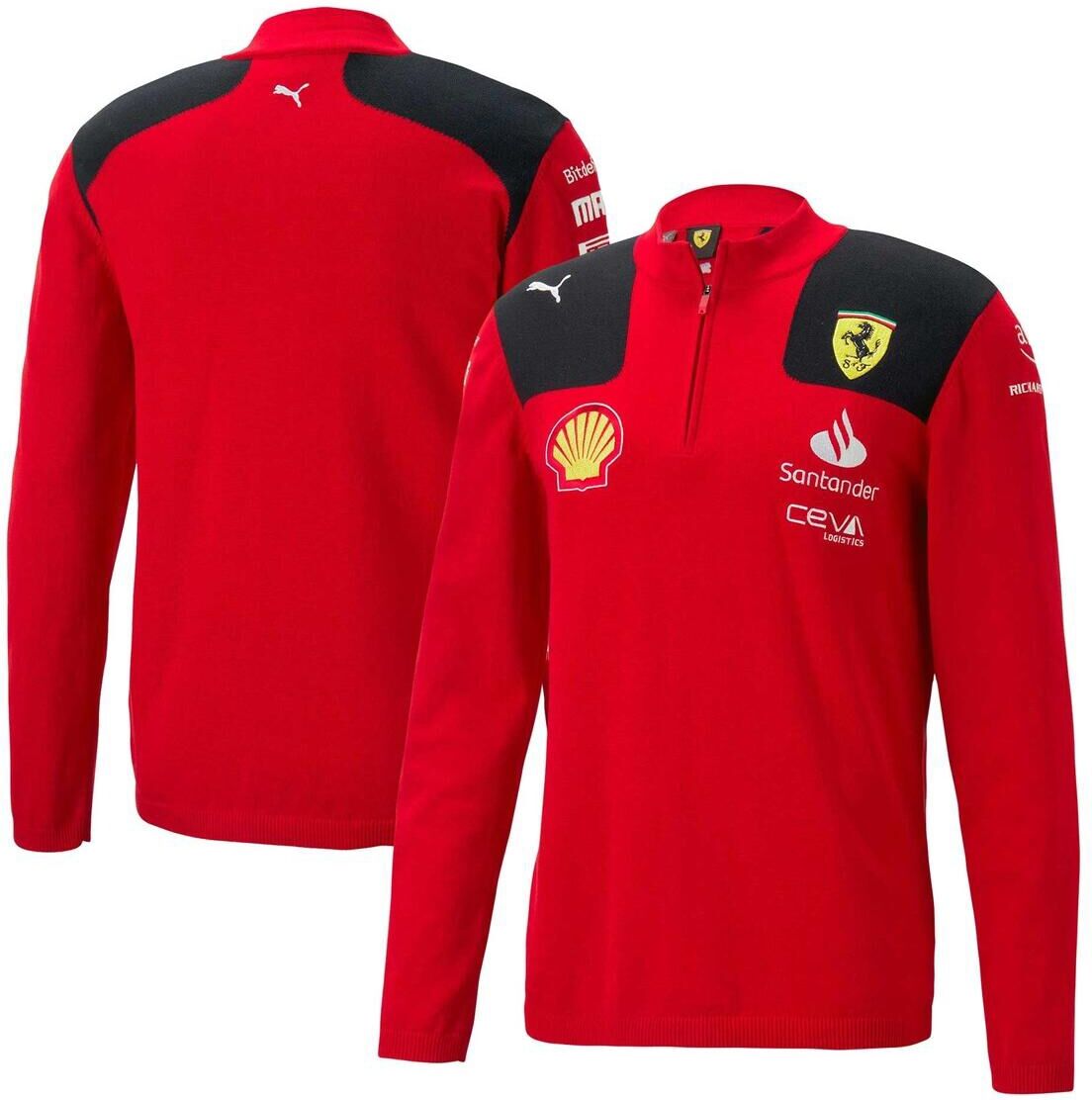 Puma Men's Puma Red Scuderia Ferrari Team Knit Half-Zip Jacket - Red