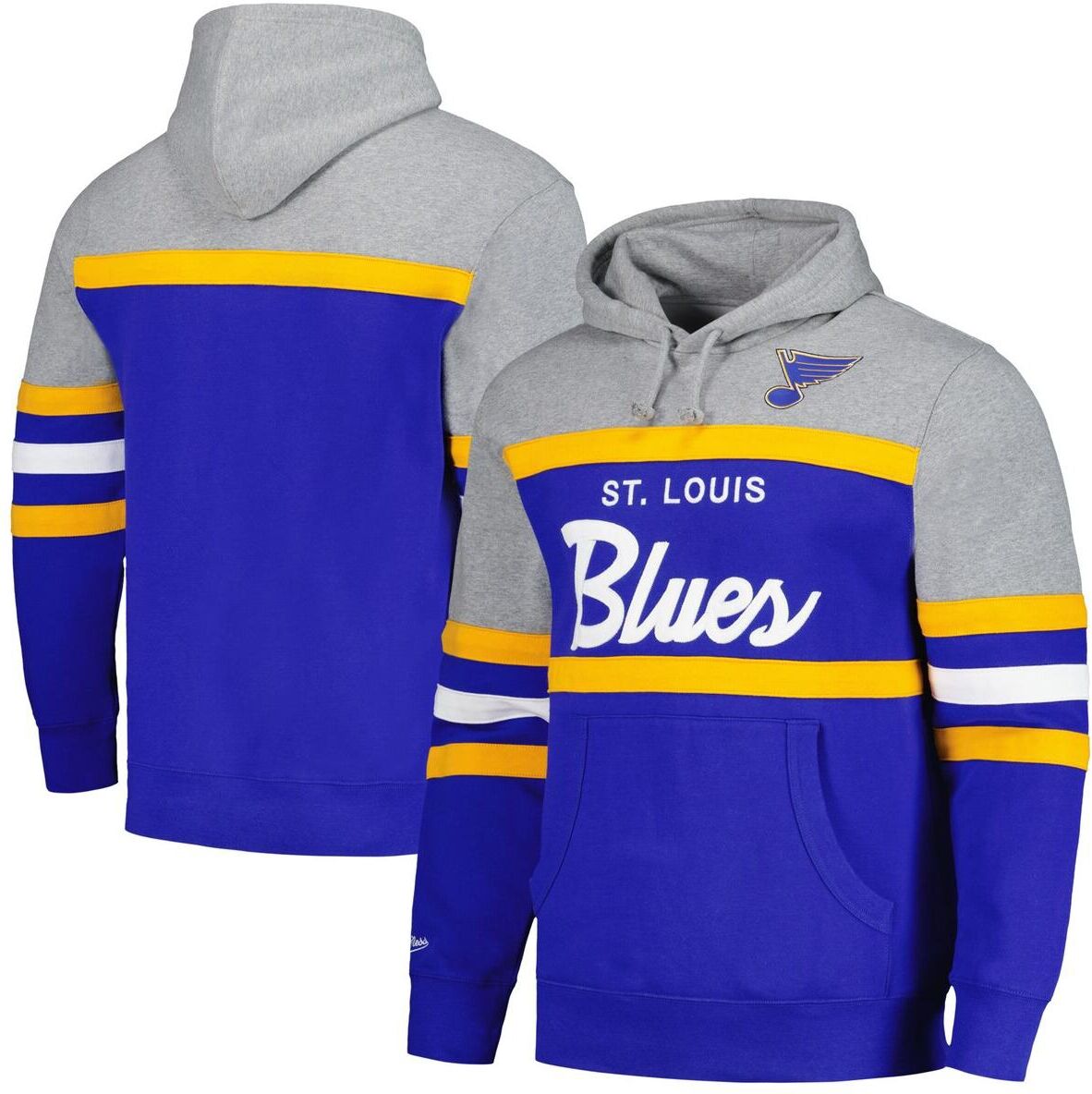 Mitchell & Ness Men's Mitchell & Ness Blue, Gray St. Louis Blues Head Coach Pullover Hoodie - Blue, Gray