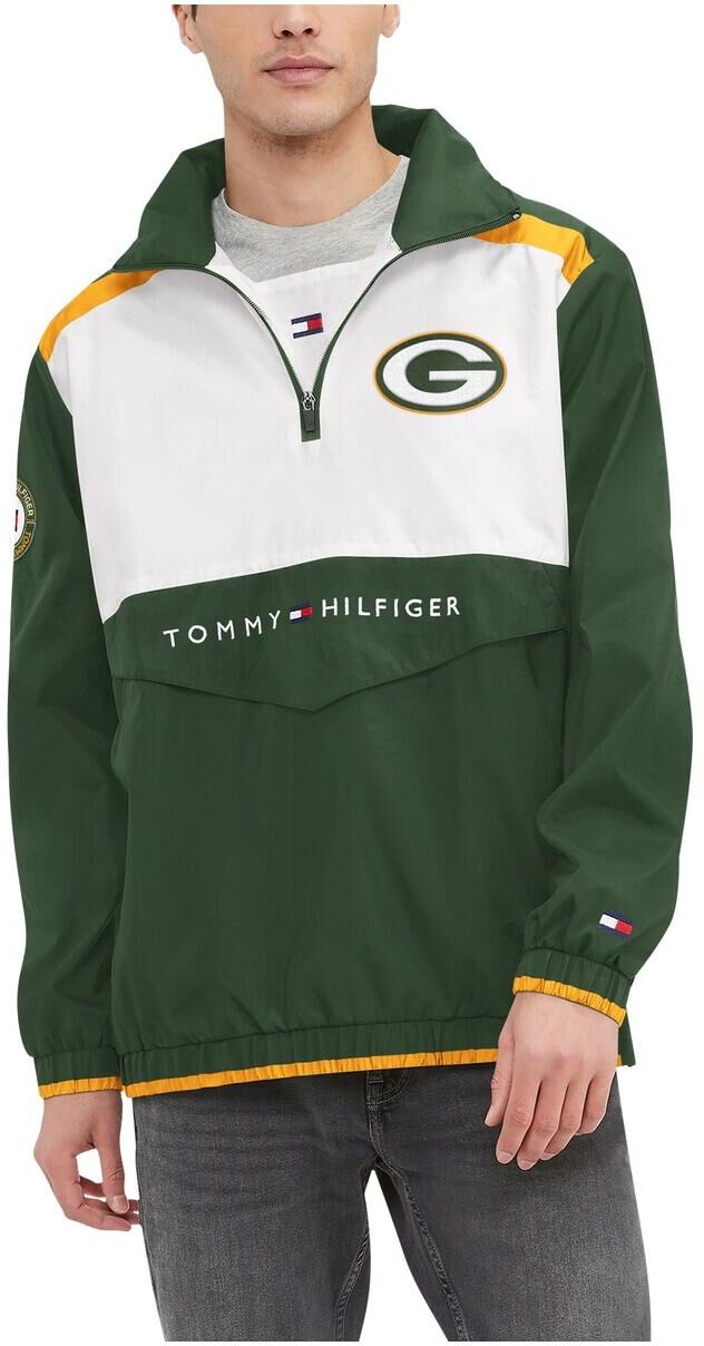 Tommy Hilfiger Men's Tommy Hilfiger Green, White Green Bay Packers Carter Half-Zip Hooded Top - Green, White