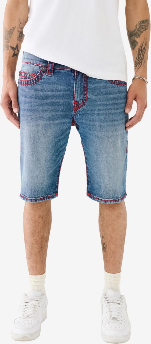 True Religion Men's Rocco No Flap Super T Fray Hem Shorts - Bond St Medium Wash