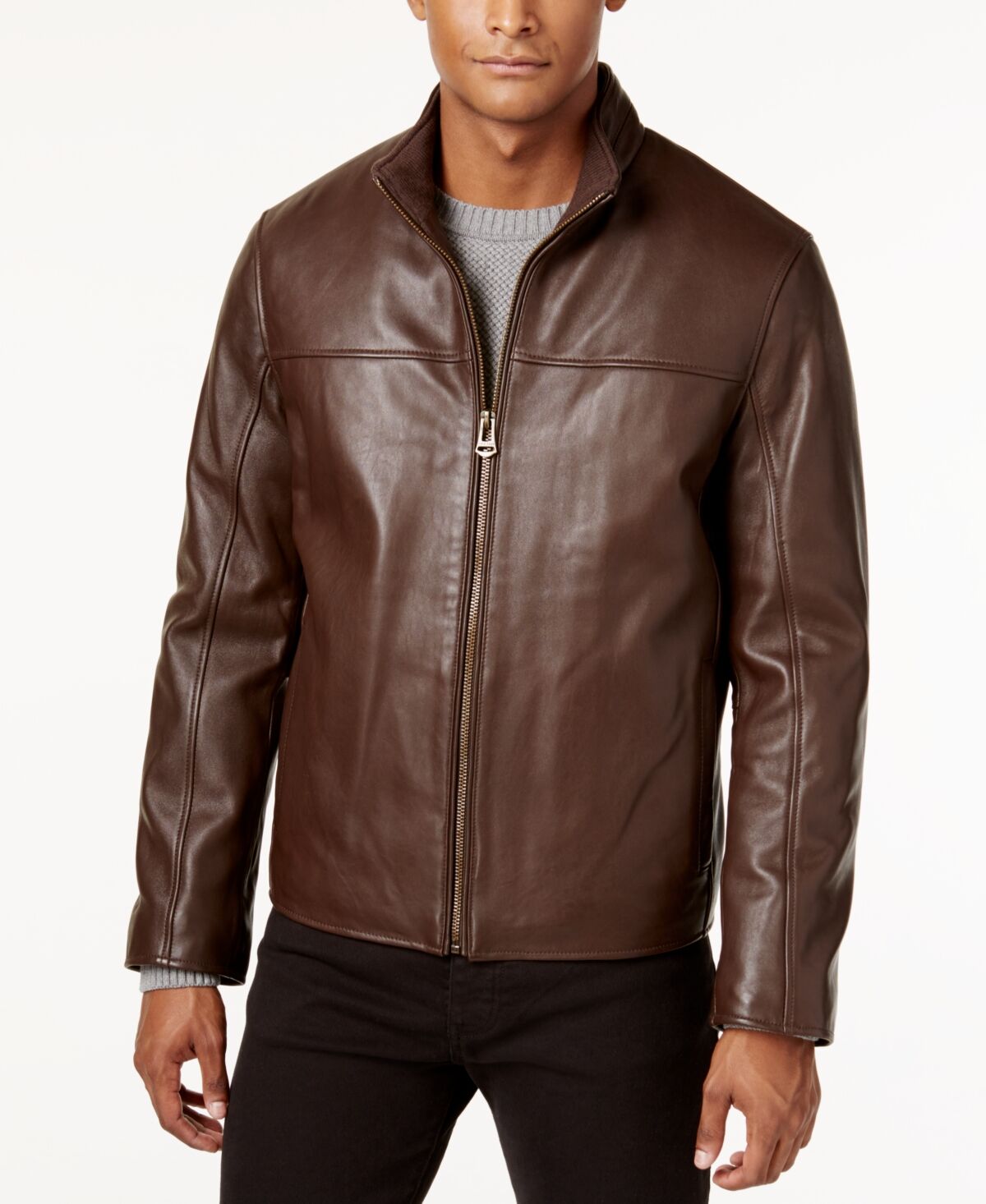 Cole Haan Men's Leather Jacket - Java