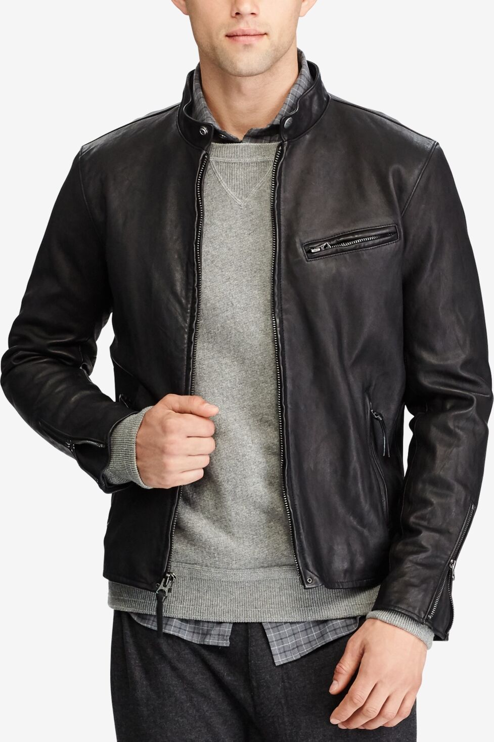 Ralph Lauren Polo Ralph Lauren Men's Cafe Racer Leather Jacket - Polo Black