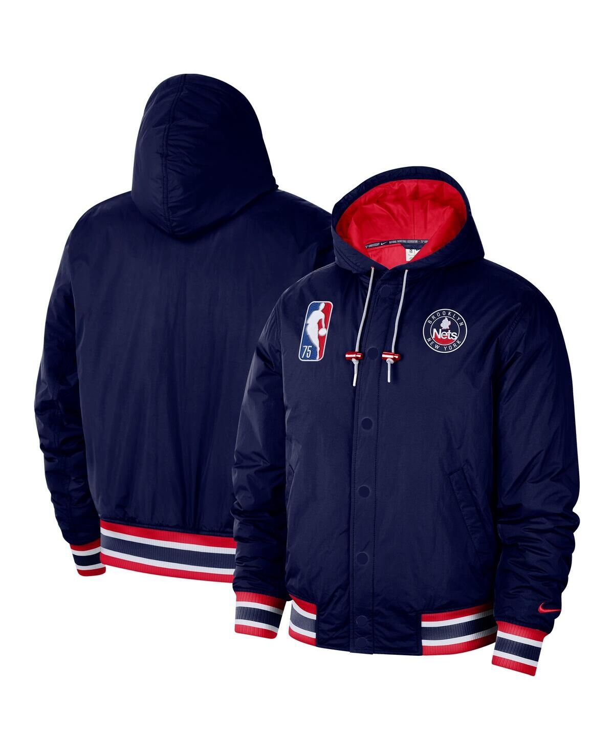 Nike Men's Nike Navy Brooklyn Nets 2021/22 City Edition Courtside Hooded Full-Zip Bomber Jacket - Navy