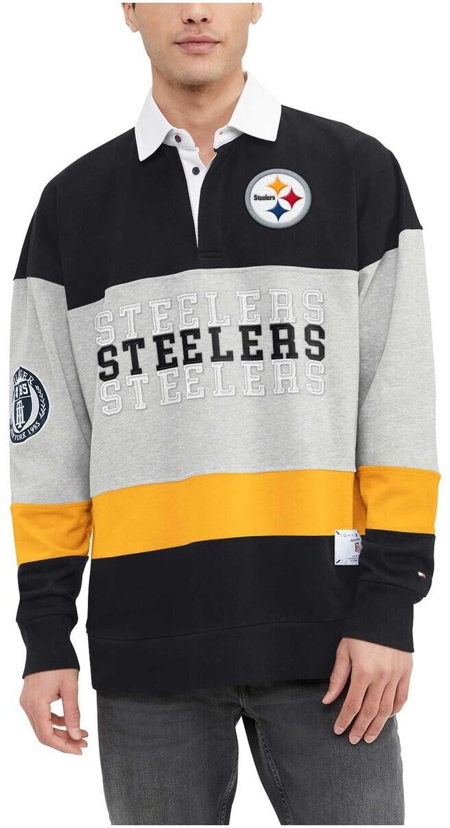 Tommy Hilfiger Men's Tommy Hilfiger Black Pittsburgh Steelers Connor Oversized Rugby Long Sleeve Polo Shirt - Black