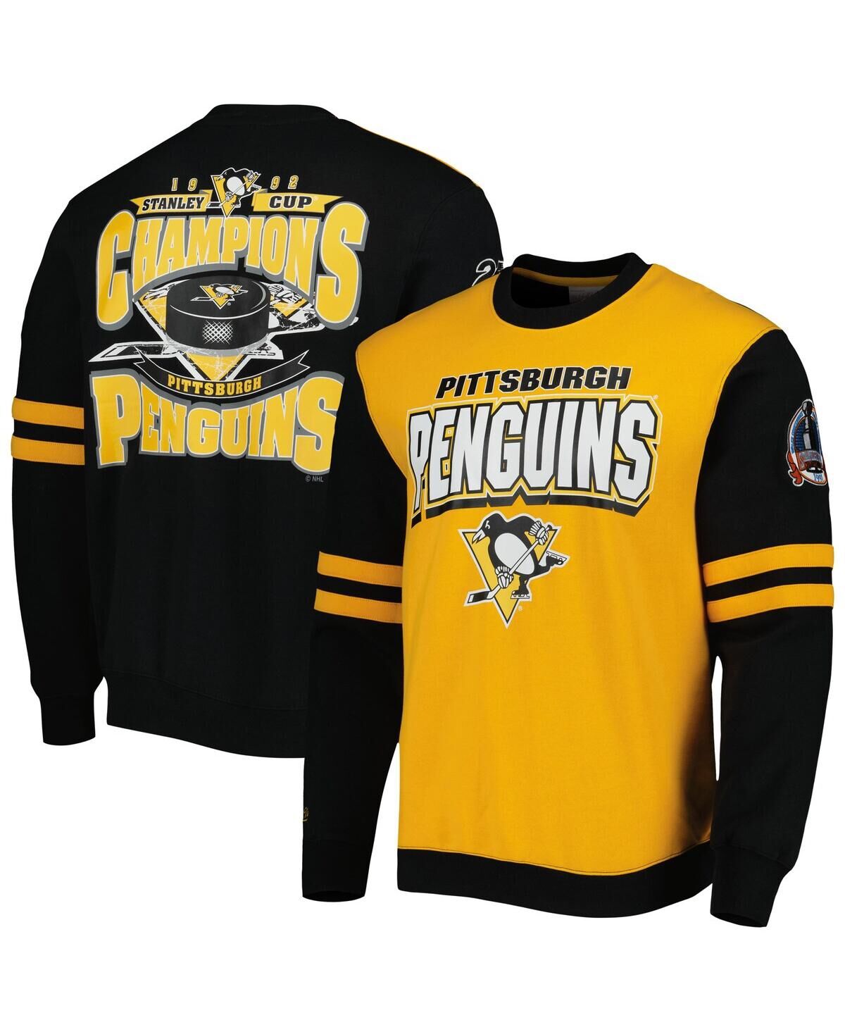 Mitchell & Ness Men's Mitchell & Ness Gold, Black Pittsburgh Penguins 1992 Stanley Cup Champions Pullover Sweatshirt - Gold, Black