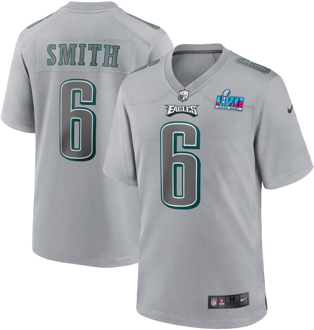 Nike Men's Nike DeVonta Smith Gray Philadelphia Eagles Super Bowl Lvii Patch Atmosphere Fashion Game Jersey - Gray