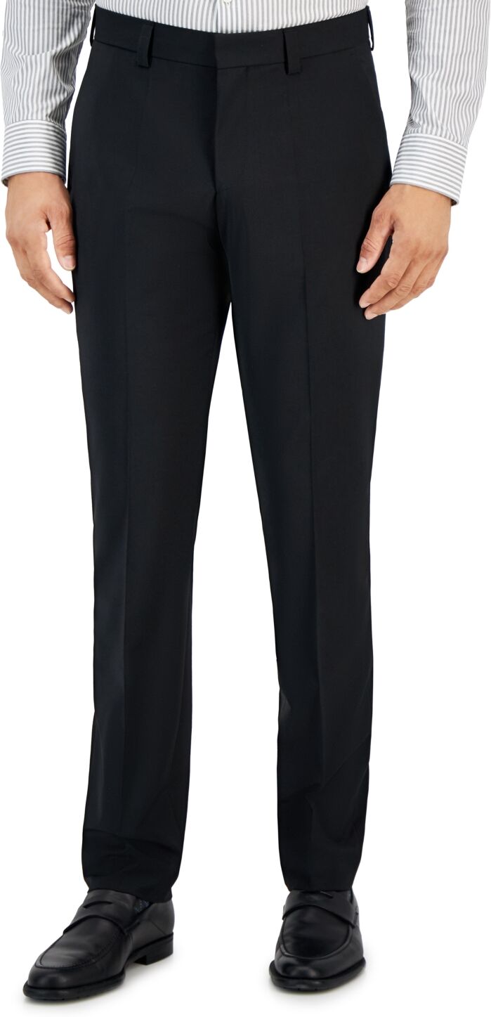 Hugo Boss by Hugo Boss Men's Modern-Fit Solid Wool-Blend Suit Trousers - Black