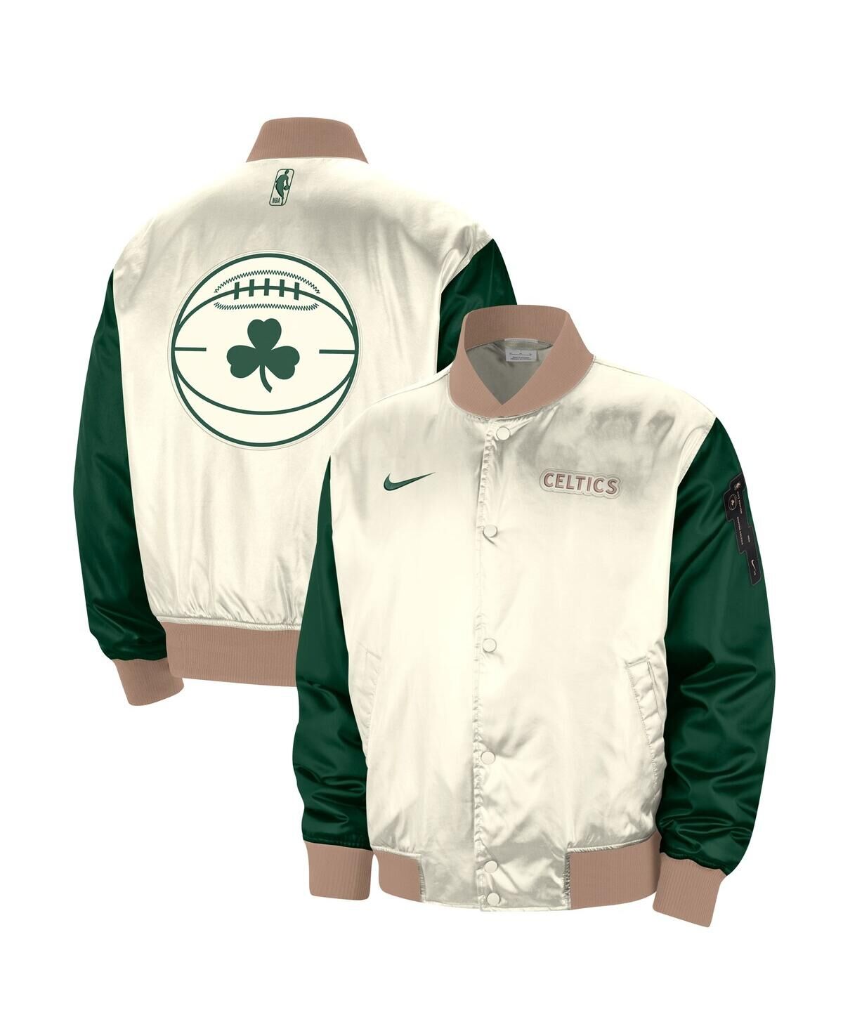 Nike Men's Nike Cream Boston Celtics 2023/24 City Edition Courtside Premier Full-Snap Bomber Jacket - Cream