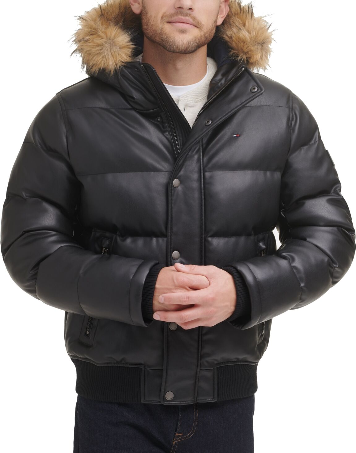 Tommy Hilfiger Men's Quilted Snorkel Bomber Jacket - Black