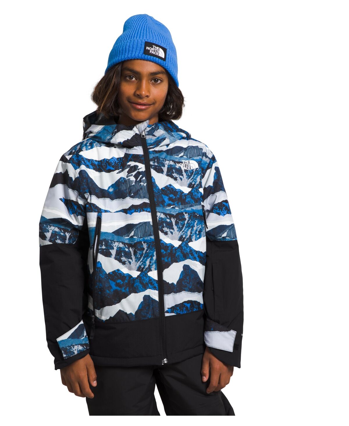 The North Face Big Boys Freedom Insulated Heavyweight Jacket - Optic Blue Mountain Traverse Print