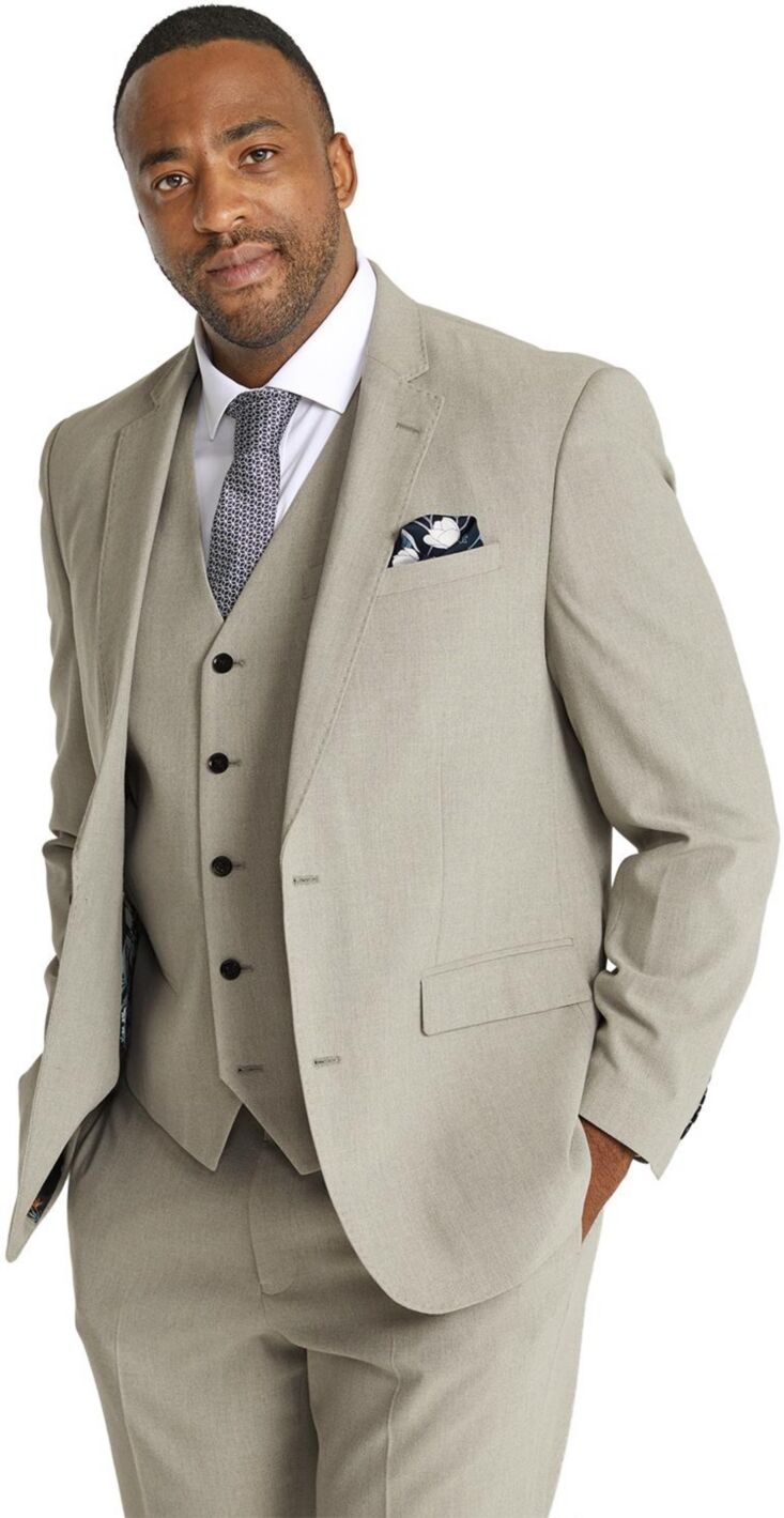 Johnny Bigg Men's Big & Tall Clooney Stretch Suit Jacket - Stone