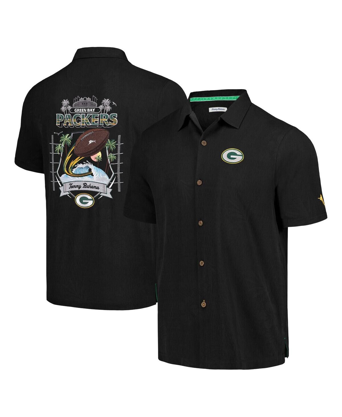 Tommy Bahama Men's Tommy Bahama Black Green Bay Packers Tidal Kickoff Camp Button-Up Shirt - Black