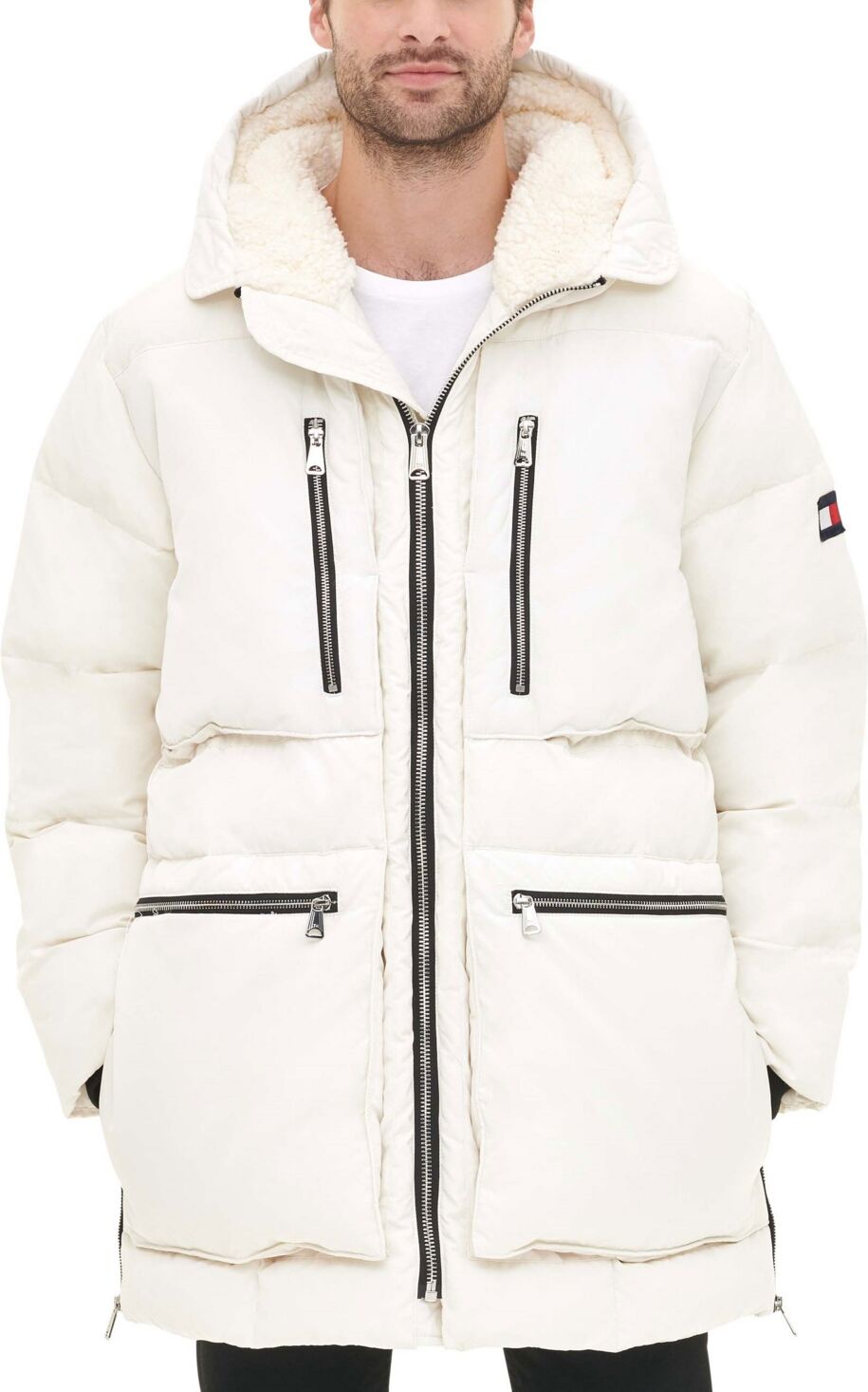 Tommy Hilfiger Men's Hooded Heavyweight Parka Jacket - White